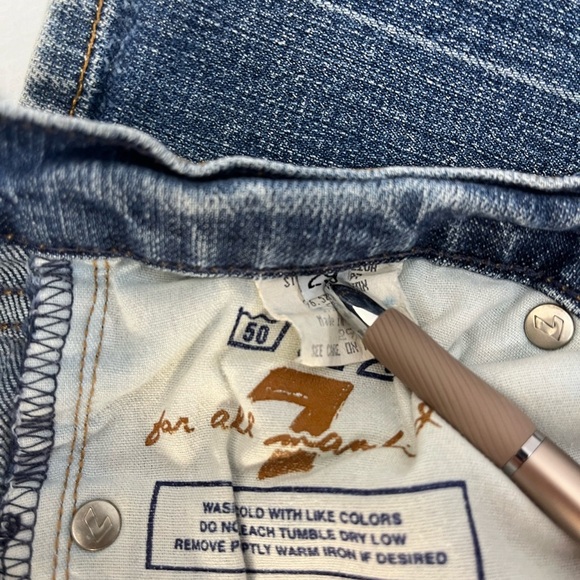 7 For All Mankind Jeans Womens Sz 29/31 Straight Leg Cotton Blend Denim Blue - Picture 5 of 6